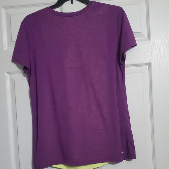 Adidas Women's V-Neck Tee in Purple With Yellow Tank - Picture 6 of 6